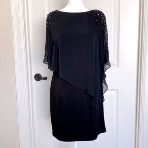 X by Xscape dress Womens 2P Mini beaded neckline black dressy LBD